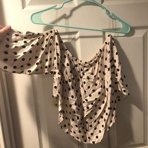 Off the shoulder polka dot crop top